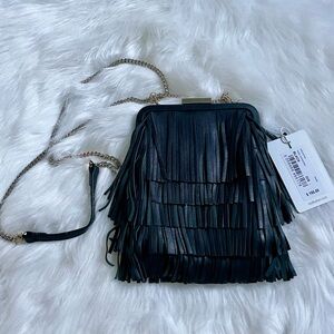 NWT. Ted Baker. Fringe Black Crossbody Bag